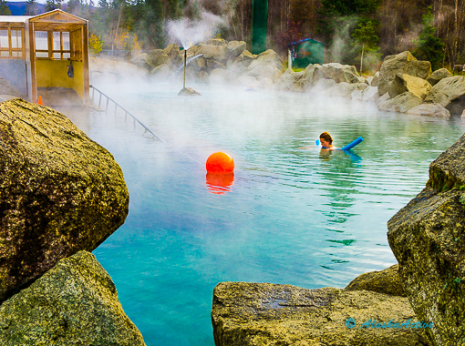 Outdoor rock lake at Chena Resort