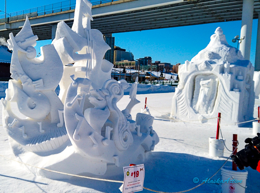 Anchorage snow sculptures in winter