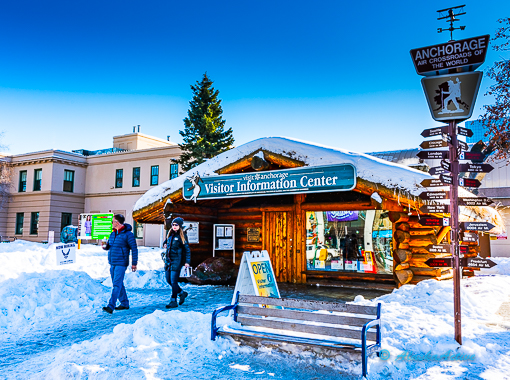 Anchorage Visitor Center in winter